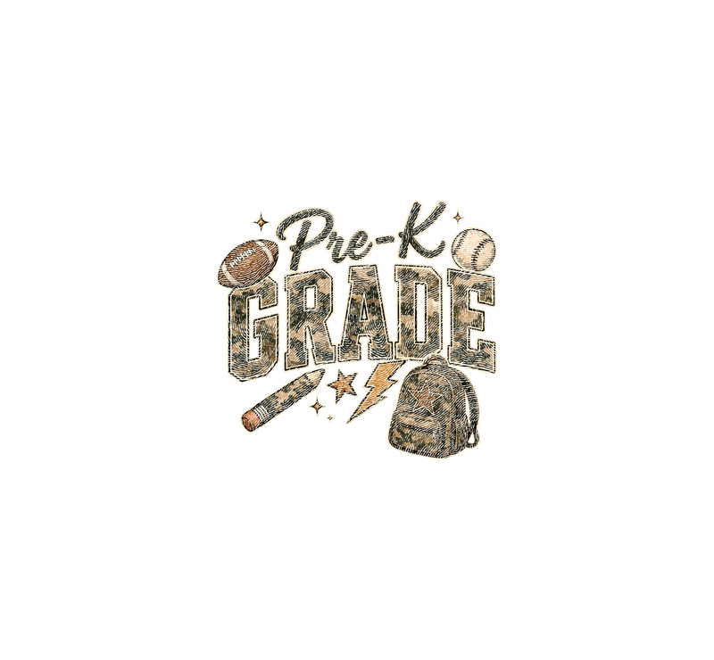 Camo Pre-K Grade Back-to-School Sports - DTF Transfer