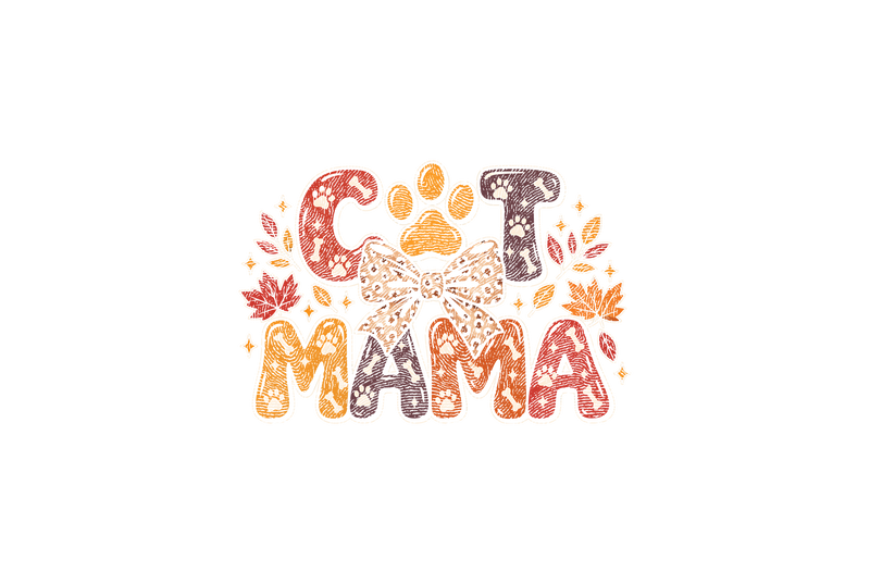 Cat Mama Autumn Leopard Bow - DTF Transfer