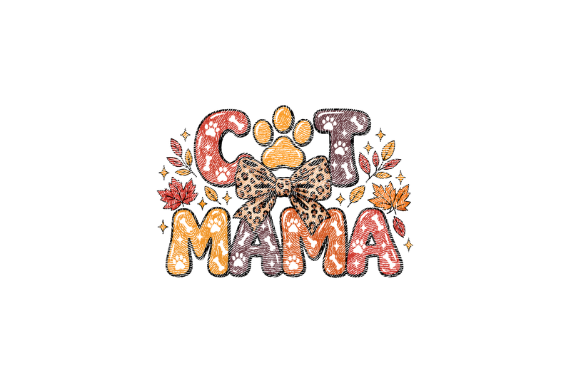 Cat Mama Autumn Leopard Bow - DTF Transfer