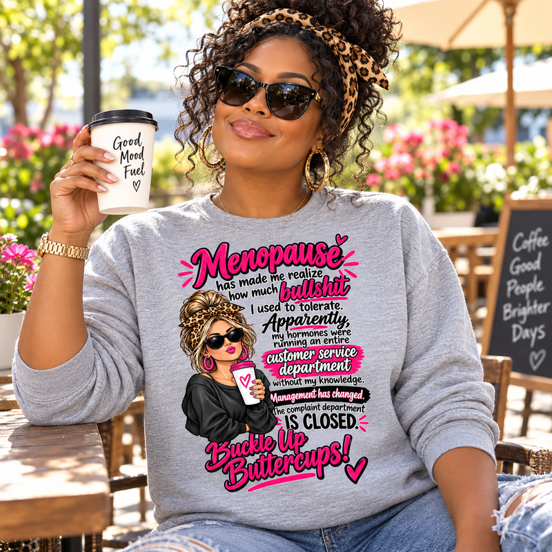Management Has Changed: Sarcastic Menopause Messy Bun DTF Transfer