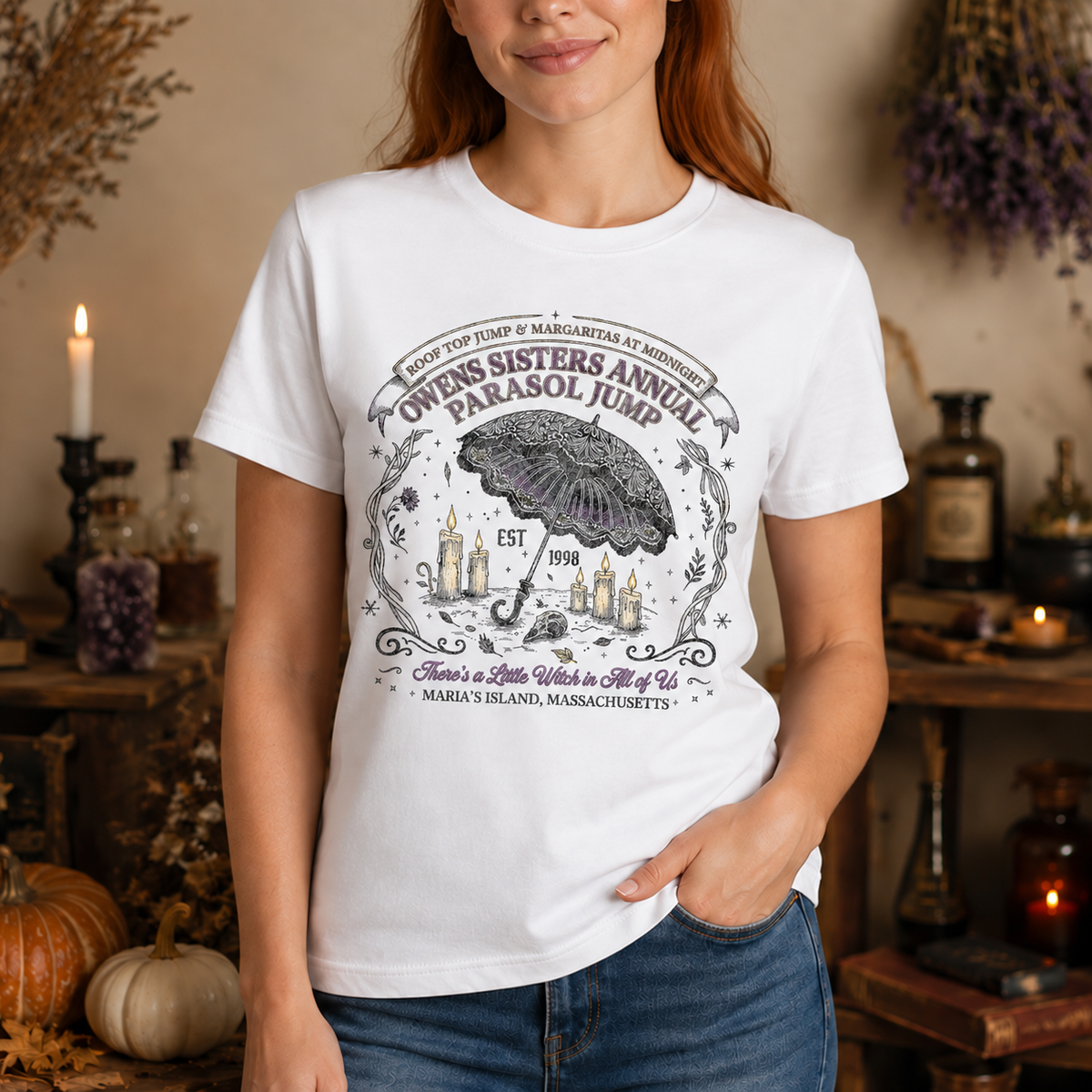 Owens Sisters Annual Parasol Jump: Practical Magic Vintage Witchy DTF Transfer