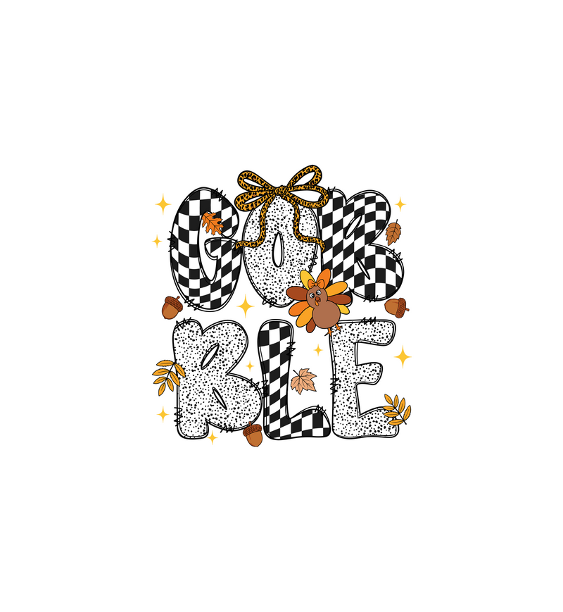 Leopard Bow & Cute Turkey DTF Transfer