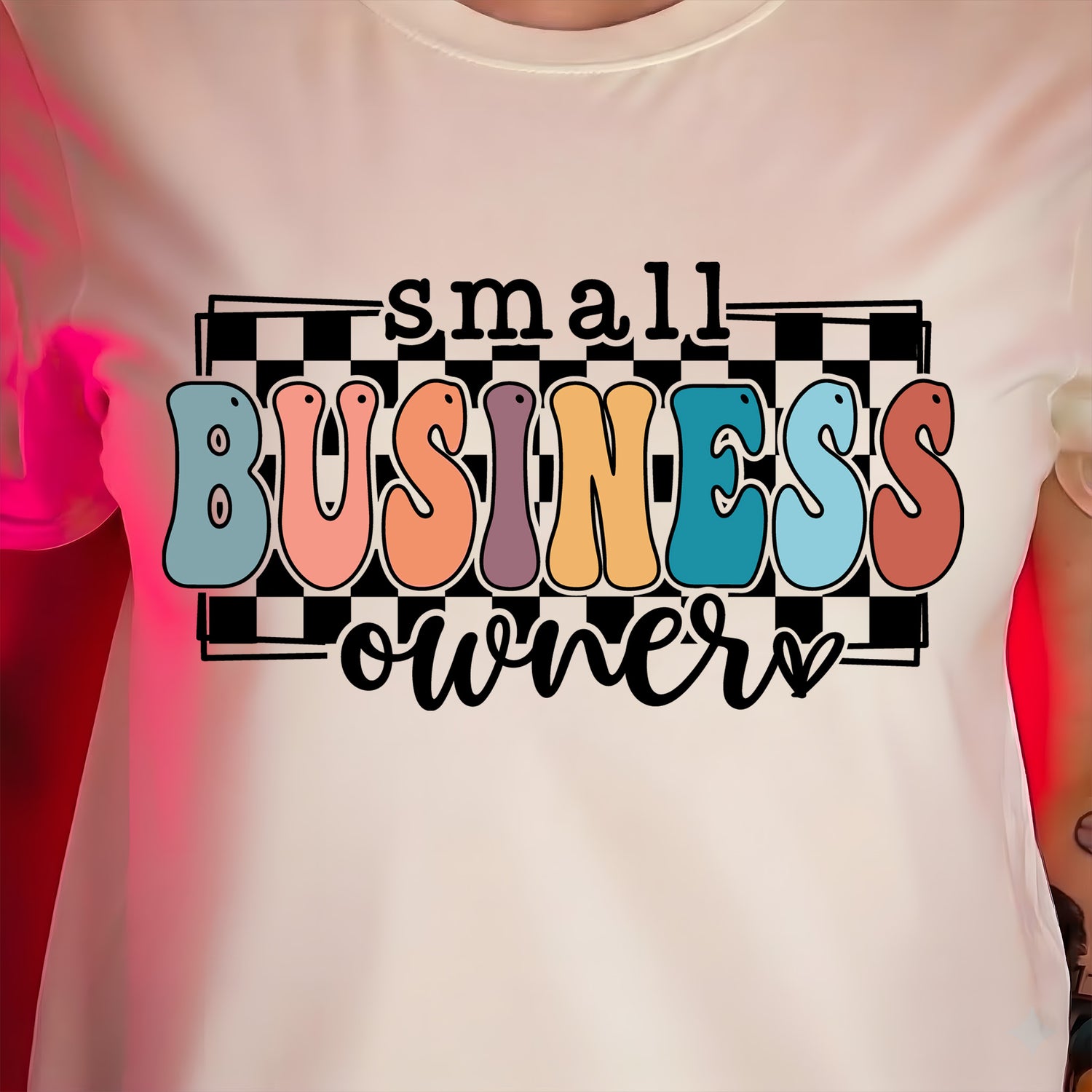 Retro Checked Small Business Owner - DTF Transfer