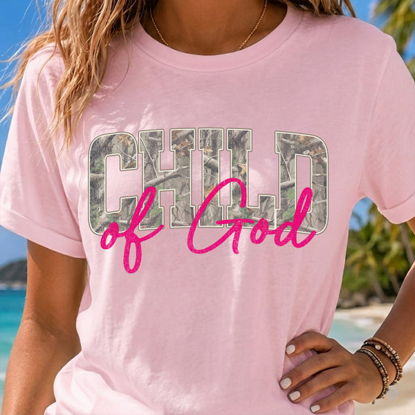Child Of God: Pink & Camo Faith - DTF Transfer