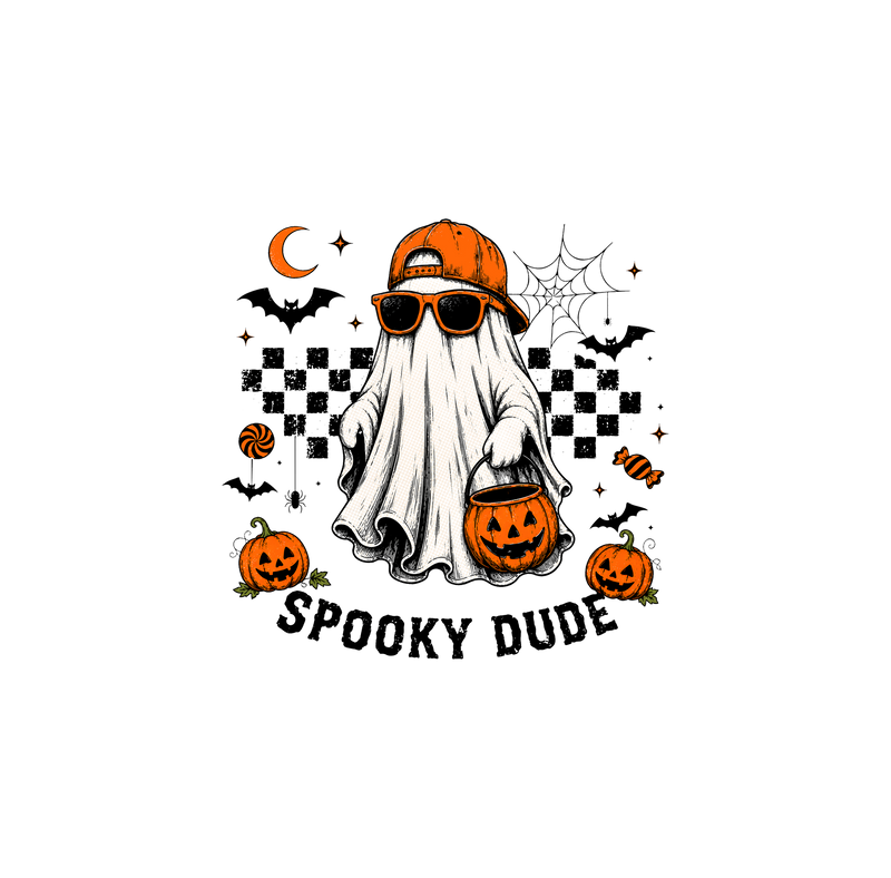 Spooky Dude Checkered Cool Ghost - DTF Transfer