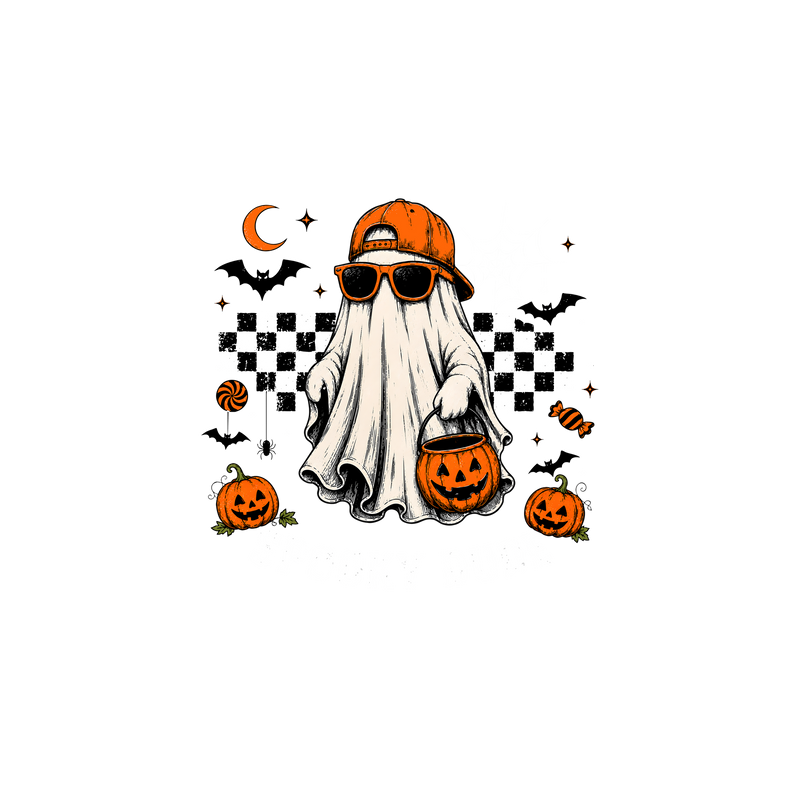 Spooky Dude Checkered Cool Ghost - DTF Transfer