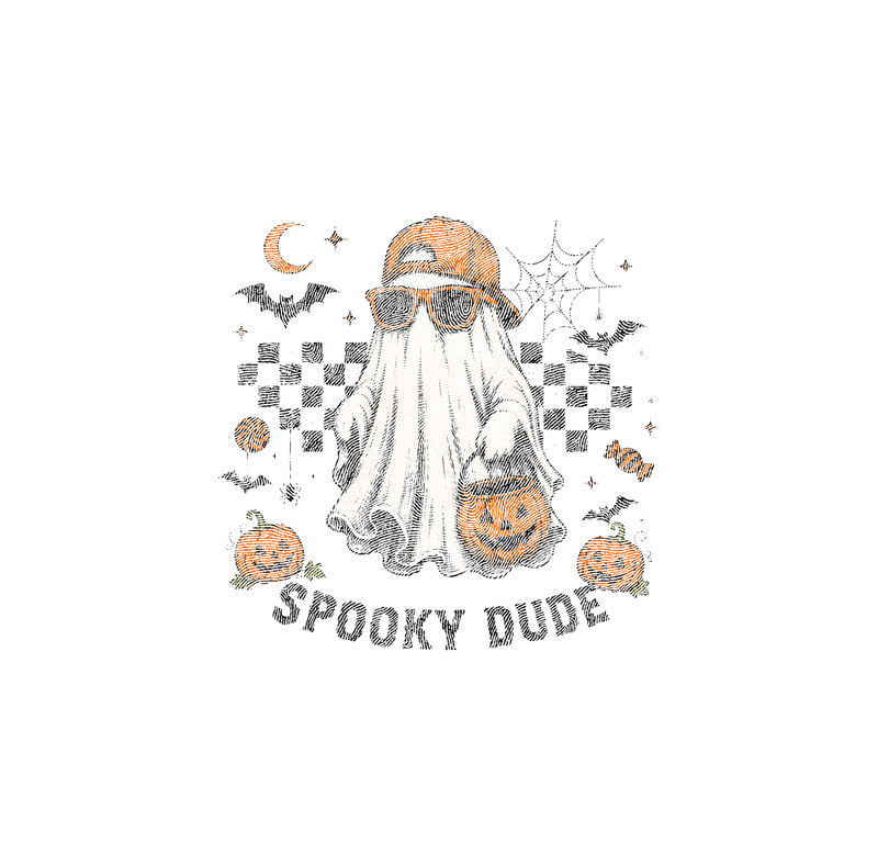 Spooky Dude Checkered Cool Ghost - DTF Transfer