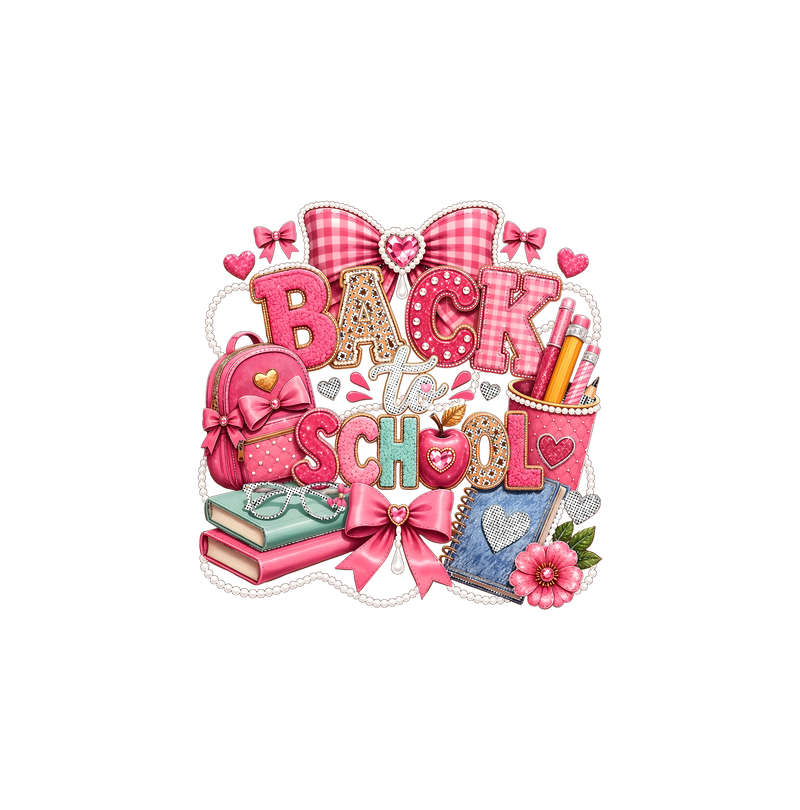 Pink Coquette Back-to-School Pearl & Bow - DTF Transfer