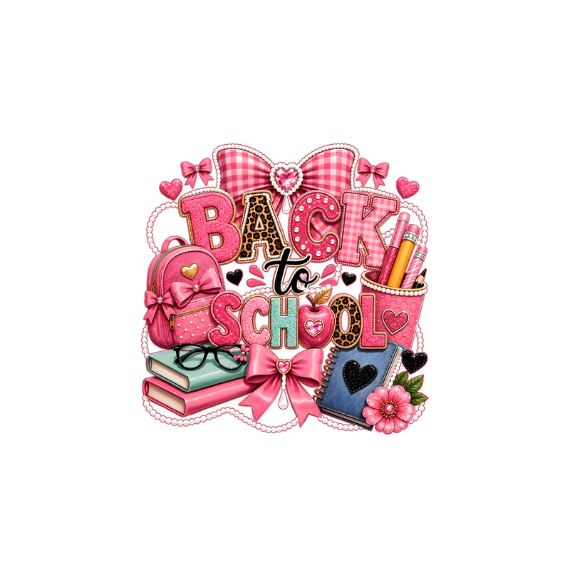 Pink Coquette Back-to-School Pearl & Bow - DTF Transfer