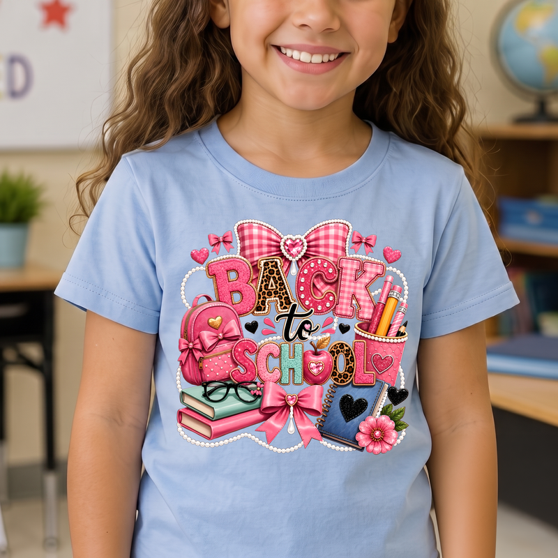 Pink Coquette Back-to-School Pearl & Bow - DTF Transfer