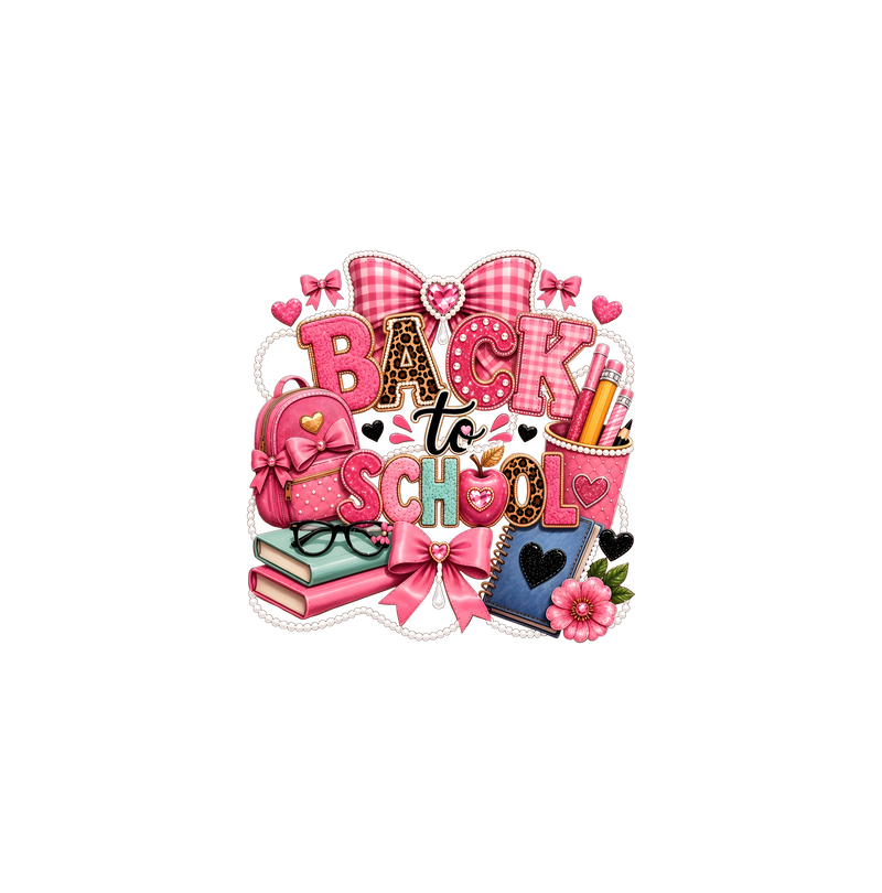 Pink Coquette Back-to-School Pearl & Bow - DTF Transfer