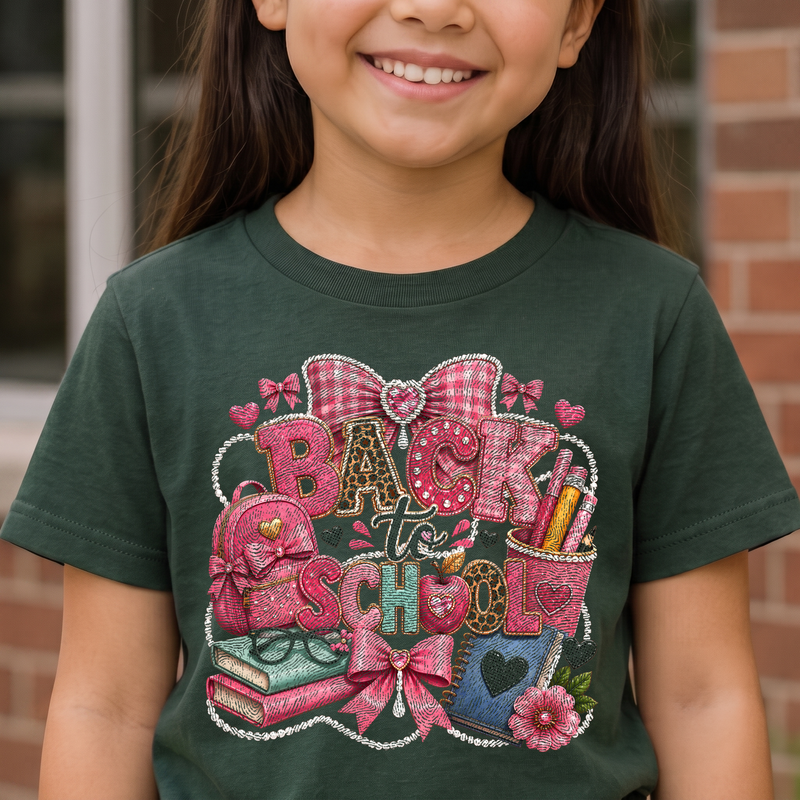 Pink Coquette Back-to-School Pearl & Bow - DTF Transfer