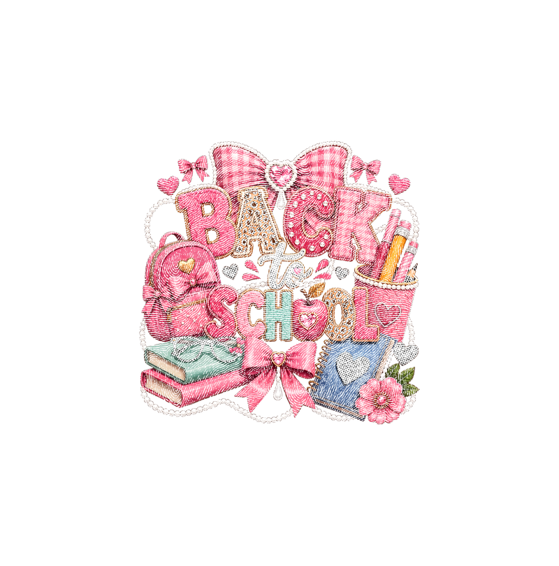 Pink Coquette Back-to-School Pearl & Bow - DTF Transfer