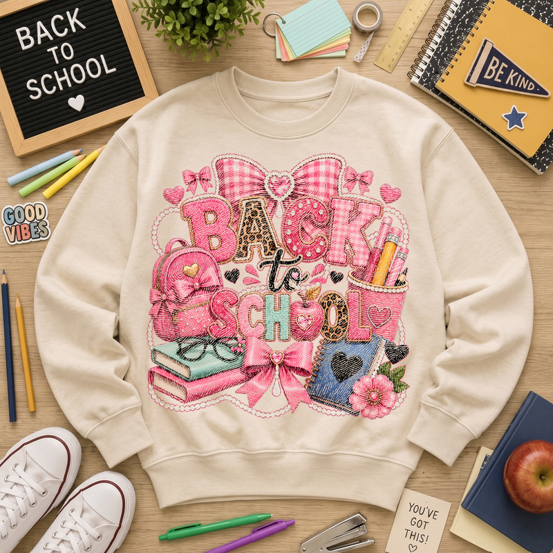 Pink Coquette Back-to-School Pearl & Bow - DTF Transfer