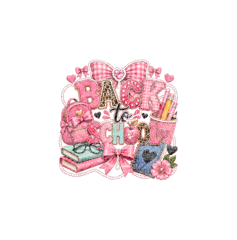 Pink Coquette Back-to-School Pearl & Bow - DTF Transfer