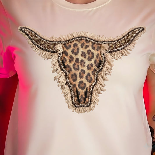 Boho Leopard & Fringe Longhorn - DTF Transfer