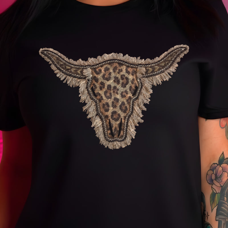 Boho Leopard & Fringe Longhorn - DTF Transfer