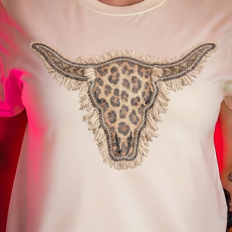Boho Leopard & Fringe Longhorn - DTF Transfer