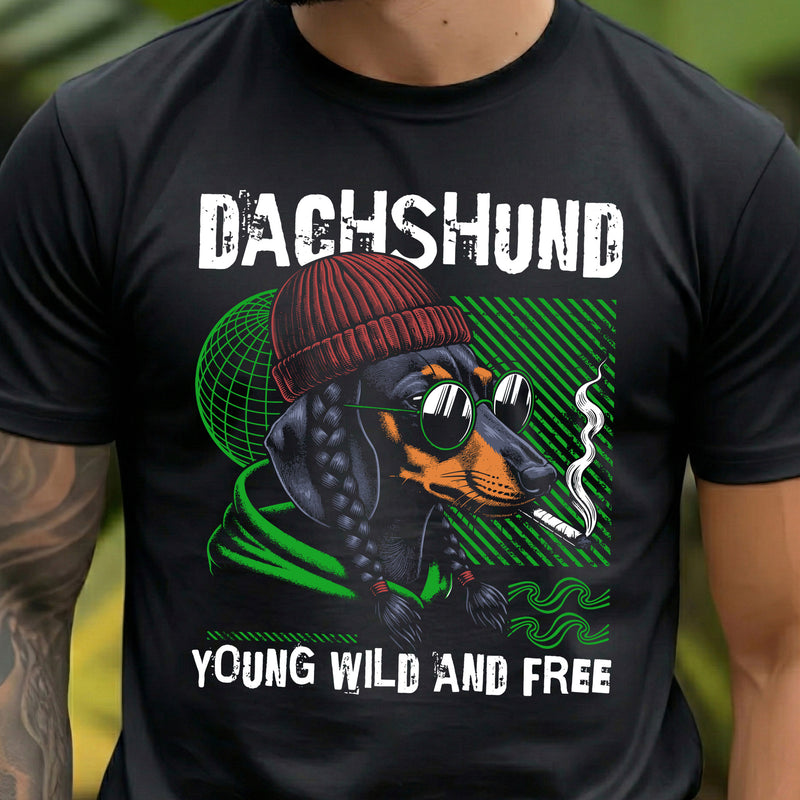 Dachshund, Young, Wild And Free - DTF Transfer