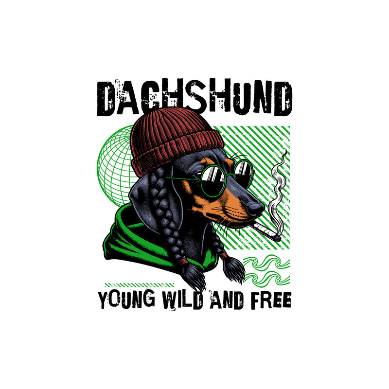 Dachshund, Young, Wild And Free - DTF Transfer