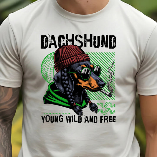 Dachshund, Young, Wild And Free - DTF Transfer
