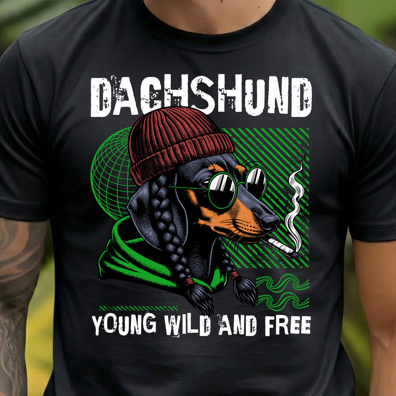 Dachshund, Young, Wild And Free - DTF Transfer