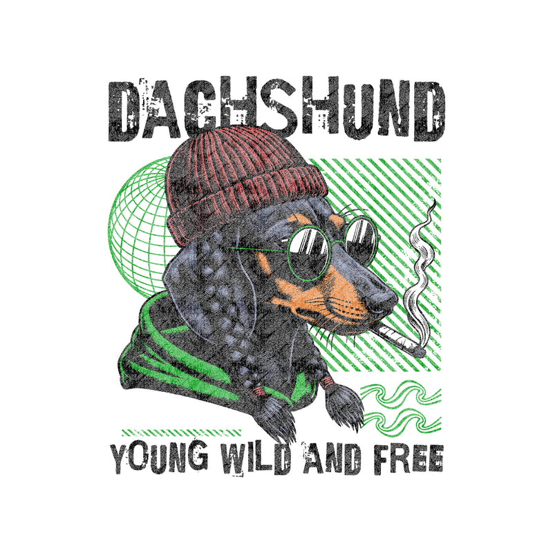 Dachshund, Young, Wild And Free - DTF Transfer