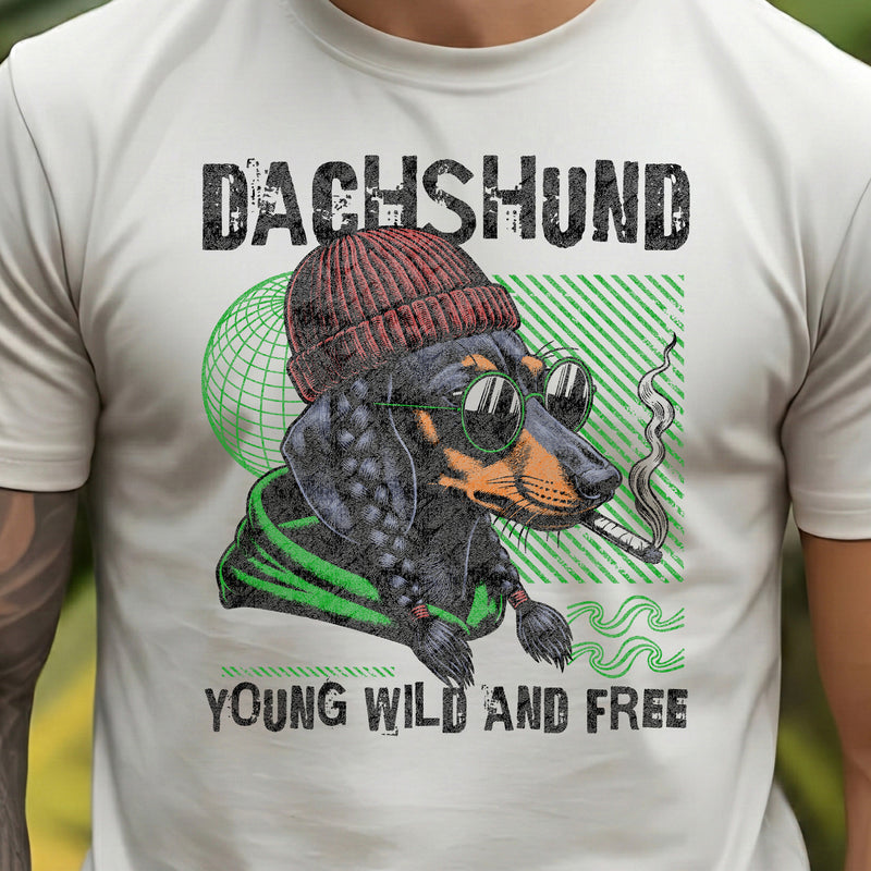 Dachshund, Young, Wild And Free - DTF Transfer
