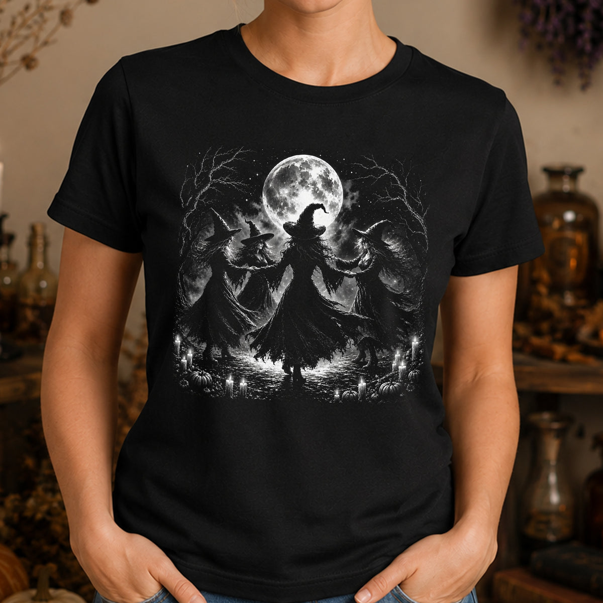 Dancing Witches Coven: Full Moon Ritual Vintage - DTF Transfer