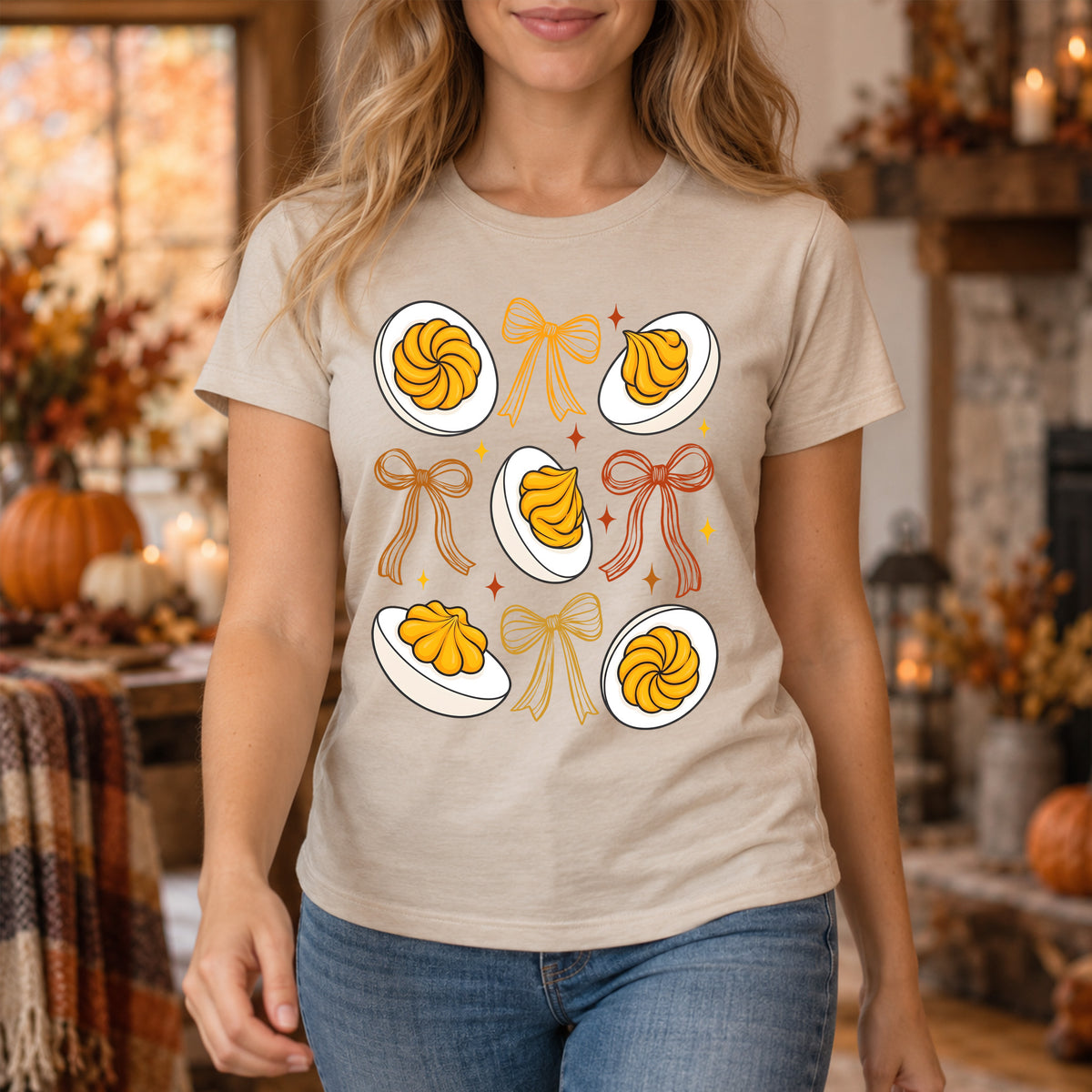 Deviled Eggs & Ribbon Bows Thanksgiving - DTF Transfer