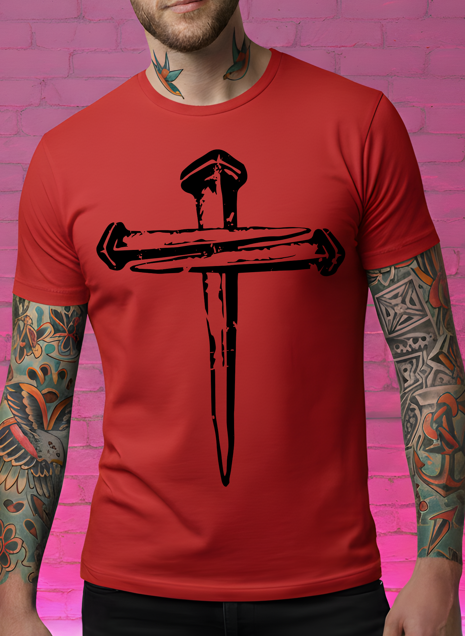 Distressed Nail Cross - DTF Transfer