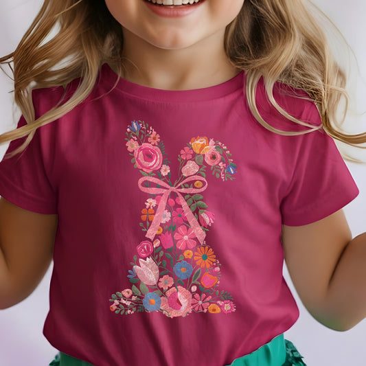 Faux Embroidery - Floral Bunny - DTF Transfer