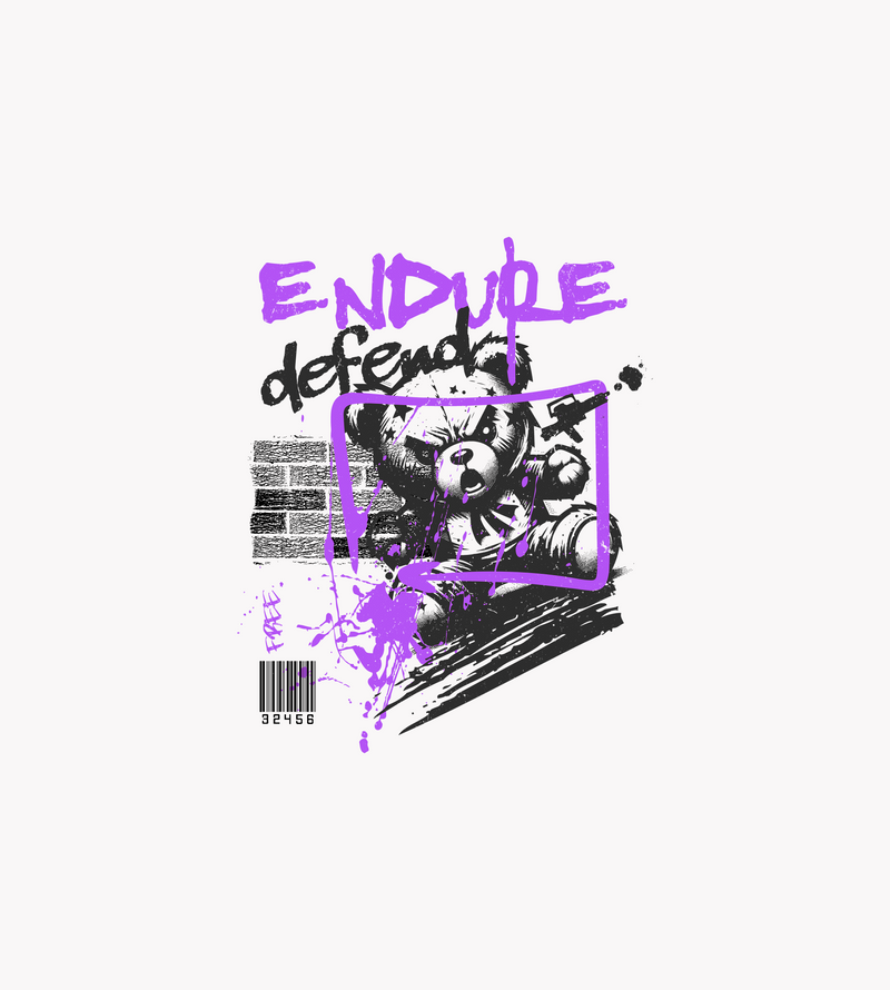 Endure Defend Y2K Punk Cyber-Grunge Teddy Bear - DTF Transfer
