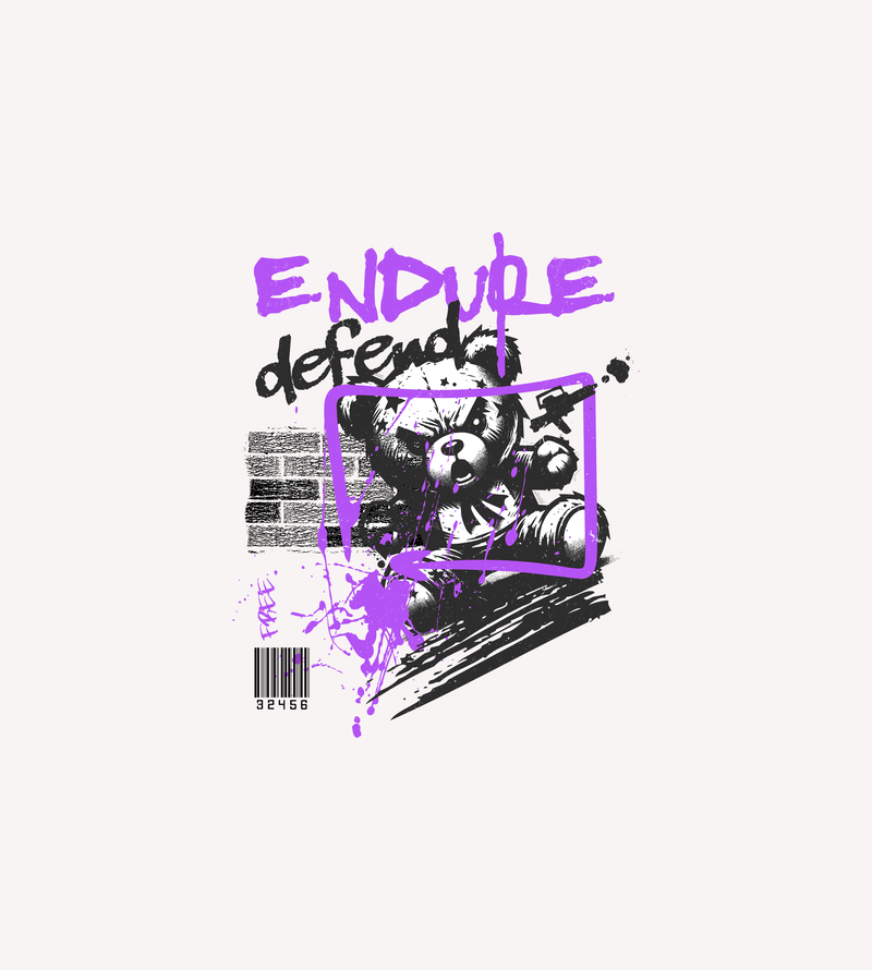 Endure Defend Y2K Punk Cyber-Grunge Teddy Bear - DTF Transfer