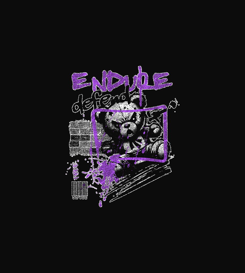 Endure Defend Y2K Punk Cyber-Grunge Teddy Bear - DTF Transfer