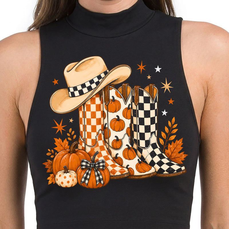 Fall Cowboy Boots & Pumpkins - DTF Transfer