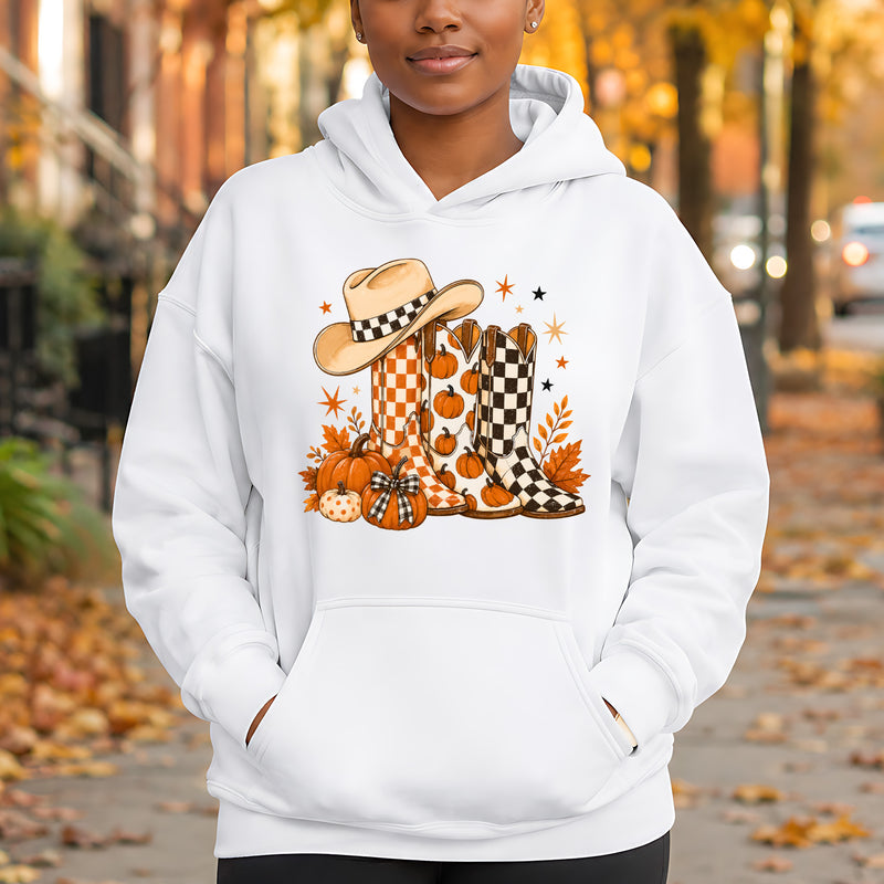 Fall Cowboy Boots & Pumpkins - DTF Transfer