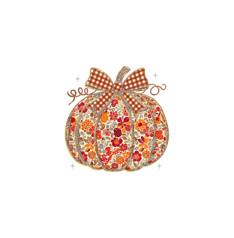 Gingham Bow & Vintage Floral DTF Transfer