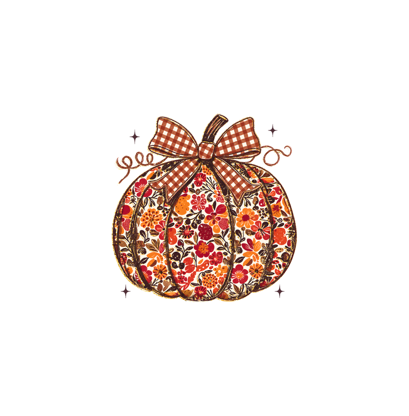 Gingham Bow & Vintage Floral DTF Transfer