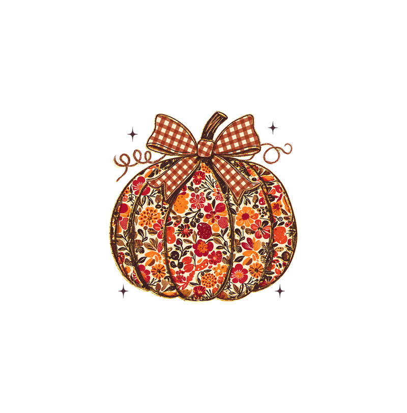 Gingham Bow & Vintage Floral DTF Transfer