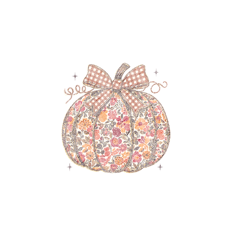 Gingham Bow & Vintage Floral DTF Transfer