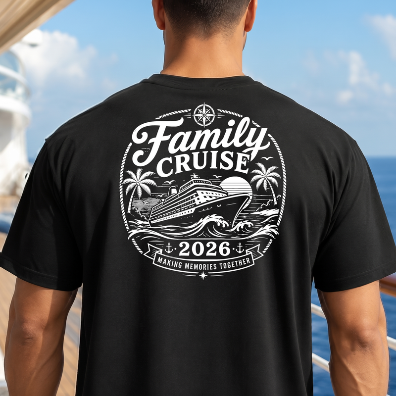 Family Cruise 2026 Vintage Nautical Stamp - DTF Transfer