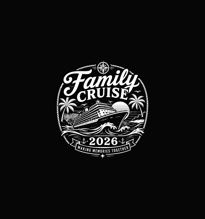 Family Cruise 2026 Vintage Nautical Stamp - DTF Transfer