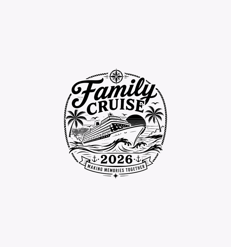 Family Cruise 2026 Vintage Nautical Stamp - DTF Transfer