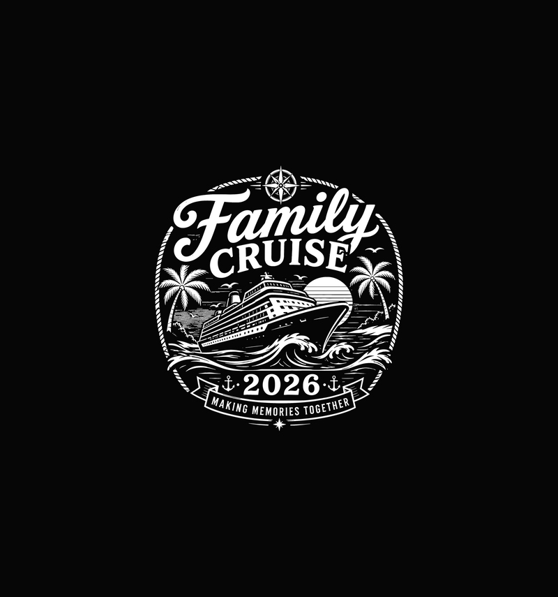 Family Cruise 2026 Vintage Nautical Stamp - DTF Transfer