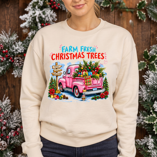 Pink Vintage Truck Holiday DTF Transfer