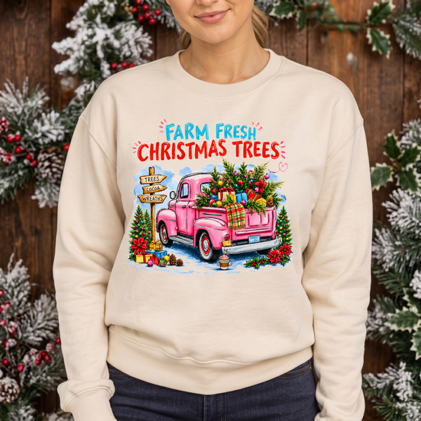 Pink Vintage Truck Holiday DTF Transfer