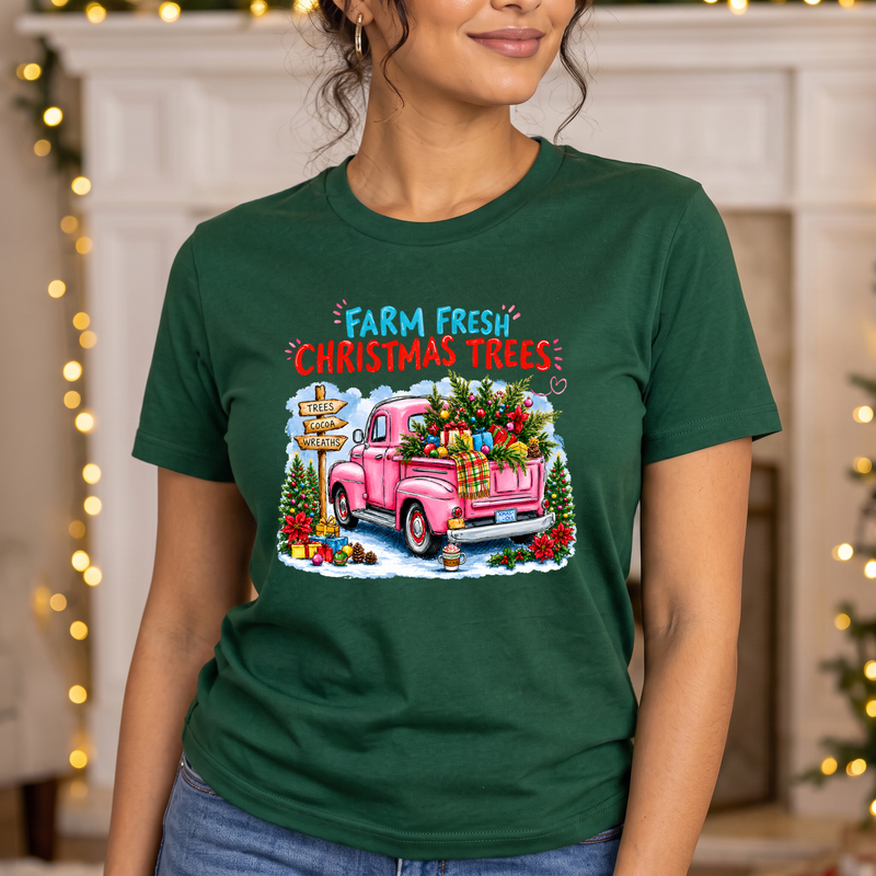 Pink Vintage Truck Holiday DTF Transfer