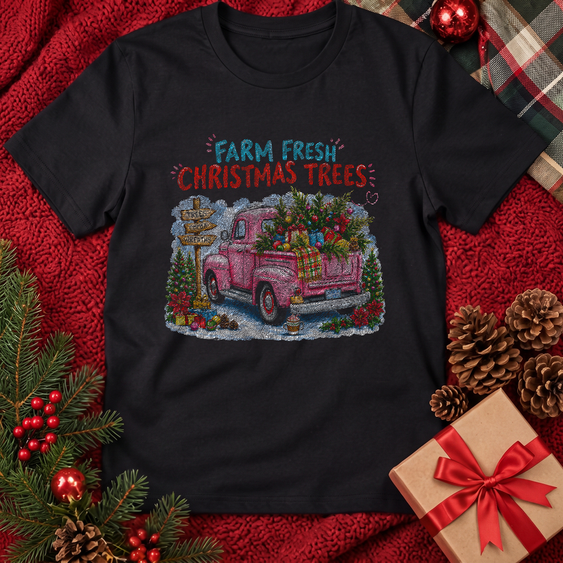 Pink Vintage Truck Holiday DTF Transfer