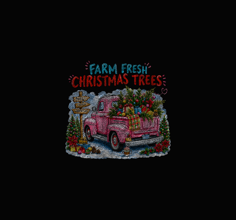 Pink Vintage Truck Holiday DTF Transfer